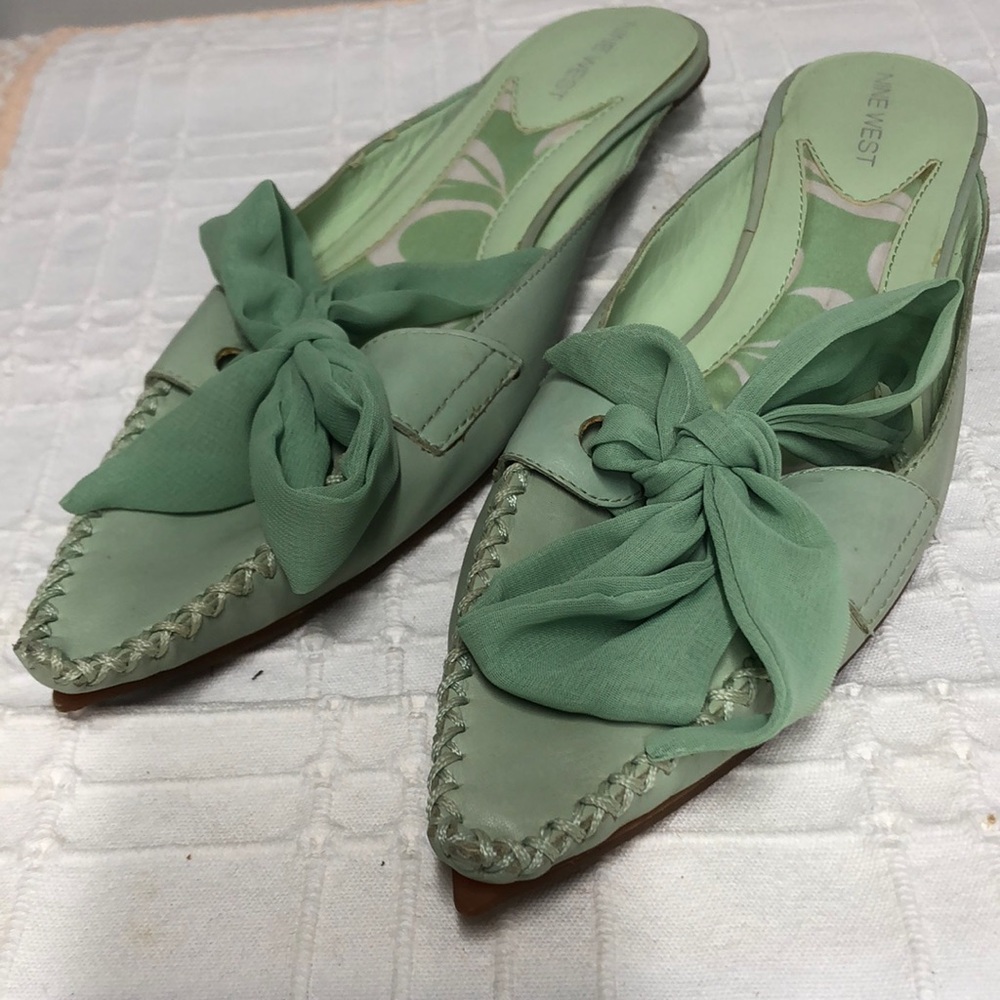 Cute Vintage Nine West Leather Slip-On Loafers Mule Size 8 1/2 Good Condition